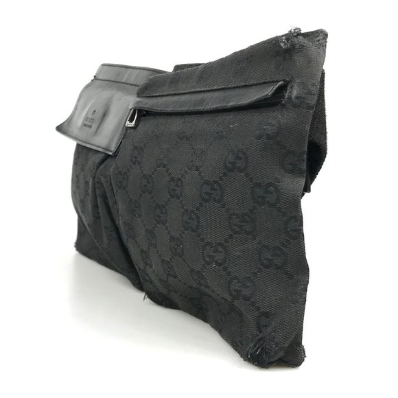 552228F V Gucci Clutch Bag Waist GG Black Canvas - Picture 2 of 11